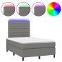 Cama box spring con colchón y LED tela marrón oscuro 120x190 cm de , Camas y somieres - Ref: Foro24-3270205, Precio: 401,43 €...