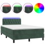 Cama box spring colchón y LED terciopelo verde oscuro 120x190cm de , Camas y somieres - Ref: Foro24-3270174, Precio: 385,24 €...