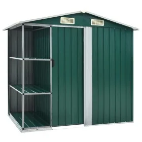 Cobertizo de jardín con estante hierro verde 205x130x183 cm de vidaXL, Cobertizos - Ref: Foro24-47104, Precio: 301,16 €, Desc...