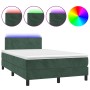 Cama box spring colchón y LED terciopelo verde oscuro 120x190cm de , Camas y somieres - Ref: Foro24-3270162, Precio: 370,11 €...