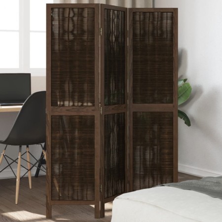 Biombo separador de 3 paneles madera paulownia marrón oscuro de , Divisores de ambientes - Ref: Foro24-358653, Precio: 83,21 ...