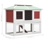 Conejera jaula de animales con doble piso de madera rojo de vidaXL, Jaulas y habitáculos para animales pequeños - Ref: Foro24...
