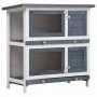 Jaula conejera con 4 puertas madera gris de vidaXL, Jaulas y habitáculos para animales pequeños - Ref: Foro24-170834, Precio:...