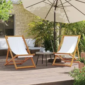 Sillas de playa plegables 2 unidades tela blanco crema de , Sillas de jardín - Ref: Foro24-3214495, Precio: 128,03 €, Descuen...