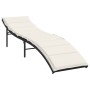 Tumbona con cojín ratán sintético negro 55x199x50 cm de , Tumbonas - Ref: Foro24-368245, Precio: 81,81 €, Descuento: %