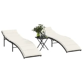 Sonnenliegen mit Tisch 2 Einheiten aus schwarzem synthetischem Rattan von , Liegen - Ref: Foro24-368251, Preis: 241,94 €, Rab...