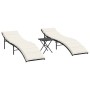 Tumbonas con mesita 2 unidades ratán sintético negro de , Tumbonas - Ref: Foro24-368251, Precio: 154,76 €, Descuento: %