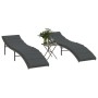 Tumbonas con mesita 2 unidades ratán sintético gris de , Tumbonas - Ref: Foro24-368253, Precio: 158,04 €, Descuento: %
