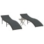 Tumbonas con mesita 2 unidades ratán sintético gris de , Tumbonas - Ref: Foro24-368253, Precio: 158,04 €, Descuento: %