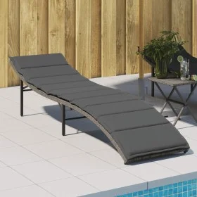 Tumbona con cojín ratán sintético gris 55x199x50 cm de , Tumbonas - Ref: Foro24-368247, Precio: 130,34 €, Descuento: %