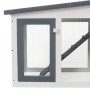 Jaula de animales grande madera gris y blanco 204x45x85 cm de vidaXL, Jaulas y habitáculos para animales pequeños - Ref: Foro...