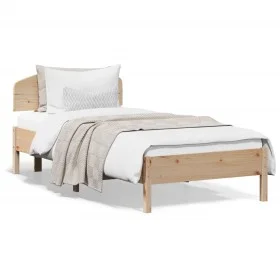 Estructura de cama con cabecero madera maciza pino 100x200 cm de , Camas y somieres - Ref: Foro24-3207217, Precio: 128,50 €, ...
