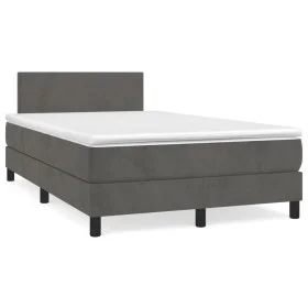 Box spring bed with dark gray velvet mattress 120x190 cm by , Beds and slatted bases - Ref: Foro24-3269826, Price: 391,60 €, ...