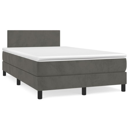 Cama box spring con colchón terciopelo gris oscuro 120x190 cm de , Camas y somieres - Ref: Foro24-3269826, Precio: 383,64 €, ...