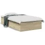Sonoma oak engineered wood bed with drawers 100x200 cm by , Beds and slatted bases - Ref: Foro24-3280421, Price: 113,07 €, Di...