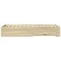 Sonoma oak engineered wood bed with drawers 100x200 cm by , Beds and slatted bases - Ref: Foro24-3280421, Price: 113,07 €, Di...