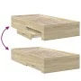 Sonoma oak engineered wood bed with drawers 100x200 cm by , Beds and slatted bases - Ref: Foro24-3280421, Price: 113,07 €, Di...