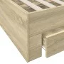 Sonoma oak engineered wood bed with drawers 100x200 cm by , Beds and slatted bases - Ref: Foro24-3280421, Price: 113,07 €, Di...