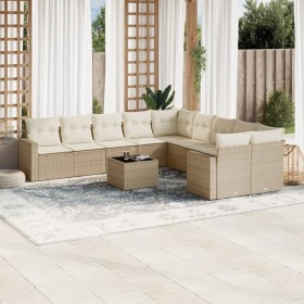 Set de sofás de jardín 11pzas con cojines ratán sintético beige en Conjuntos de jardín | Comprar online en Foru.es