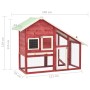 Conejera madera maciza de abeto rojo y blanco 140x63x120 cm de vidaXL, Jaulas y habitáculos para animales pequeños - Ref: For...