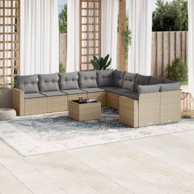 Set de sofás de jardín 11pzas con cojines ratán sintético beige en Conjuntos de jardín | Comprar online en Foru.es
