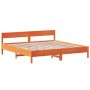 Estructura cama con cabecero madera pino marrón cera 200x200 cm de , Camas y somieres - Ref: Foro24-3216211, Precio: 212,14 €...