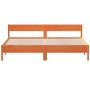 Estructura cama con cabecero madera pino marrón cera 200x200 cm de , Camas y somieres - Ref: Foro24-3216211, Precio: 212,14 €...