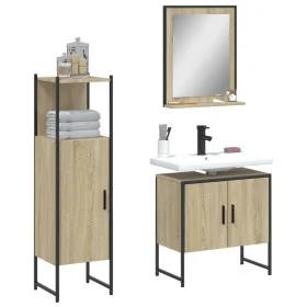 Set de muebles de baño 3 pzas madera contrachapada roble sonoma de , Muebles de baño - Ref: Foro24-3214345, Precio: 148,12 €,...