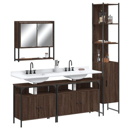 Set de muebles baño 4 pzas madera contrachapada roble marrón de , Muebles de baño - Ref: Foro24-3214689, Precio: 228,62 €, De...