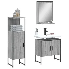 Set de muebles de baño 3 pzas madera contrachapada gris sonoma de , Muebles de baño - Ref: Foro24-3214347, Precio: 136,50 €, ...