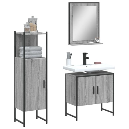 Set de muebles de baño 3 pzas madera contrachapada gris sonoma de , Muebles de baño - Ref: Foro24-3214347, Precio: 137,58 €, ...