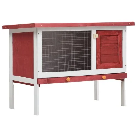 Jaula conejera de 1 piso madera rojo de vidaXL, Jaulas y habitáculos para animales pequeños - Ref: Foro24-170830, Precio: 73,...