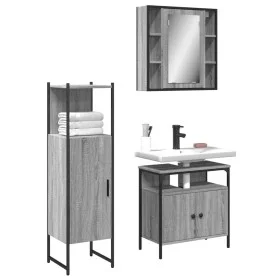 Set de muebles de baño 3 pzas madera contrachapada gris sonoma de , Muebles de baño - Ref: Foro24-3214758, Precio: 169,24 €, ...