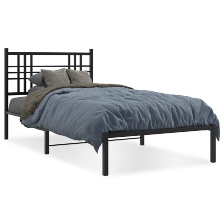 Estructura de cama con cabecero metal negro 100x190 cm de , Camas y somieres - Ref: Foro24-376318, Precio: 76,22 €, Descuento: %