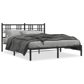 Estructura de cama con cabecero metal negro 150x200 cm de , Camas y somieres - Ref: Foro24-376326, Precio: 117,38 €, Descuent...