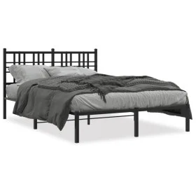 Estructura de cama con cabecero metal negro 140x190 cm de , Camas y somieres - Ref: Foro24-376324, Precio: 96,33 €, Descuento: %