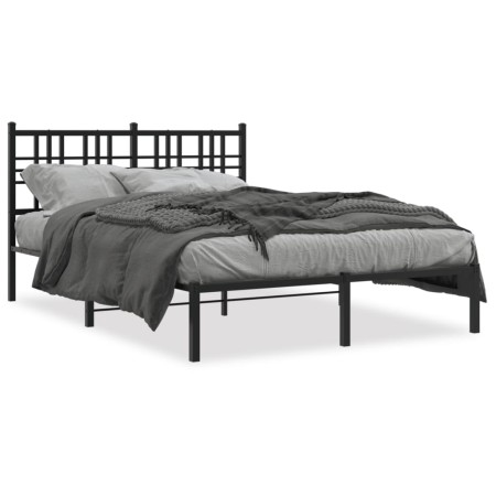 Estructura de cama con cabecero metal negro 140x190 cm de , Camas y somieres - Ref: Foro24-376324, Precio: 97,73 €, Descuento: %