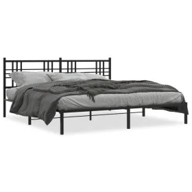 Estructura de cama con cabecero metal negro 193x203 cm de , Camas y somieres - Ref: Foro24-376330, Precio: 121,48 €, Descuent...