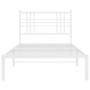 Estructura de cama de metal con cabecero blanco 90x200 cm de , Camas y somieres - Ref: Foro24-376366, Precio: 71,54 €, Descue...