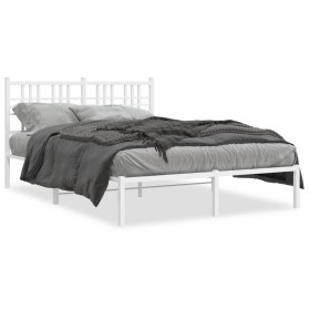 Estructura de cama de metal con cabecero blanca 120x190 cm de , Camas y somieres - Ref: Foro24-376370, Precio: 87,06 €, Descu...