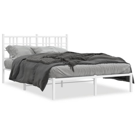 Estructura de cama de metal con cabecero blanca 120x190 cm de , Camas y somieres - Ref: Foro24-376370, Precio: 87,06 €, Descu...