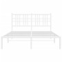 Estructura de cama de metal con cabecero blanca 135x190 cm de , Camas y somieres - Ref: Foro24-376372, Precio: 88,78 €, Descu...