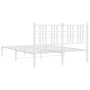 Estructura de cama de metal con cabecero blanca 135x190 cm de , Camas y somieres - Ref: Foro24-376372, Precio: 88,78 €, Descu...