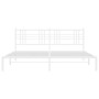 Estructura de cama de metal con cabecero blanco 193x203 cm de , Camas y somieres - Ref: Foro24-376379, Precio: 123,47 €, Desc...