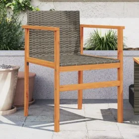 Sillas de jardín 2 uds madera maciza y ratán sintético gris de , Sillas de jardín - Ref: Foro24-368709, Precio: 119,21 €, Des...