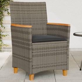 Sillas de jardín y cojines 2 uds ratán PE gris y madera maciza de , Sillas de jardín - Ref: Foro24-368721, Precio: 212,08 €, ...