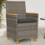 Sillas de jardín y cojines 2 uds ratán PE gris y madera maciza de , Sillas de jardín - Ref: Foro24-368721, Precio: 212,08 €, ...
