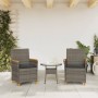 Sillas de jardín y cojines 2 uds ratán PE gris y madera maciza de , Sillas de jardín - Ref: Foro24-368721, Precio: 212,08 €, ...
