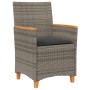 Sillas de jardín y cojines 2 uds ratán PE gris y madera maciza de , Sillas de jardín - Ref: Foro24-368721, Precio: 212,08 €, ...