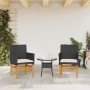 Sillas de jardín con cojín 2 uds ratán PE negro y madera acacia de , Sillas de jardín - Ref: Foro24-368714, Precio: 201,68 €,...
